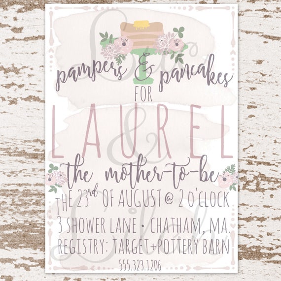 Pampers and Pancakes / Pajamas and Pancakes / Pancake Invitation / Pancake Birthday / Pancake Shower / Pancake Party Il_570xn