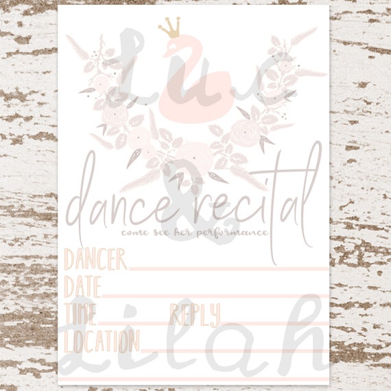 Swan Lake Ballet Dance Recital Invitation / Swan Invitation/ Dance Recital Invitation / Ballet Invitation / Ballerina Invitation / Recital Il_570xn