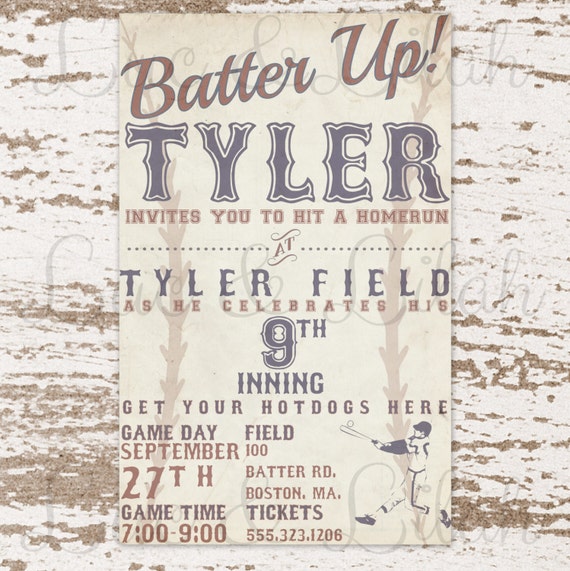 Batter Up - Vintage Baseball Invitation Il_570xn