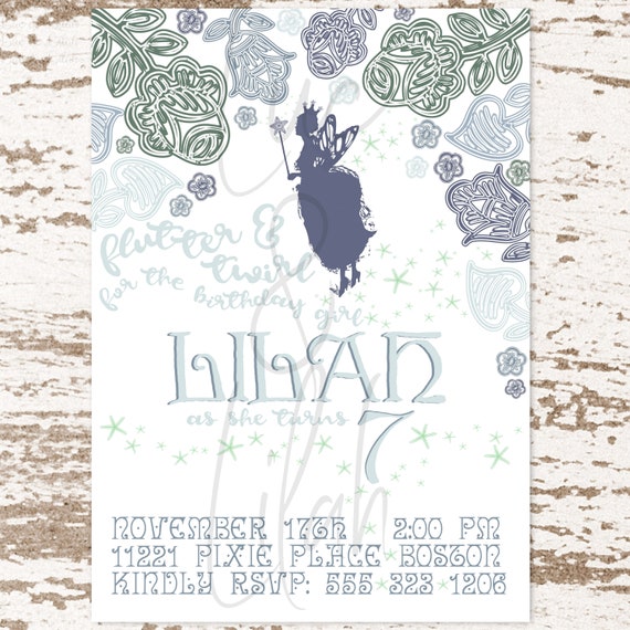 Pretty Pixies! Fairy Invitation / Fairy Party Invitation / Garden Fairy Invitation / Blue Fairy Invitation / Pixie Hollow Invitation Il_570xn