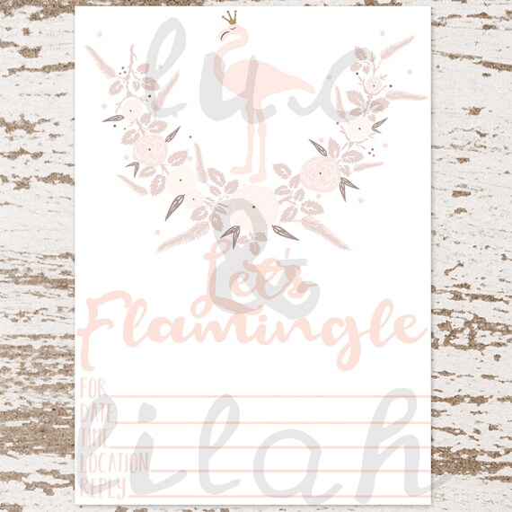 Crowned Floral Flamingo Invitation / Flamingo Party Invitation / Instant Download Flamingo Invitation / Printable Flamingo Invitation Il_570xn