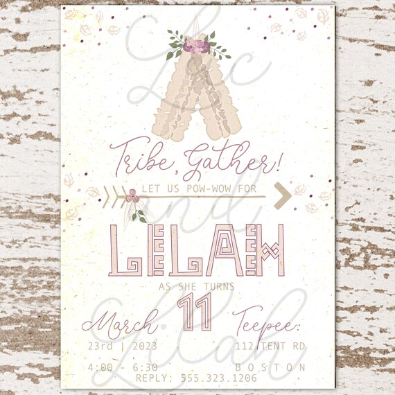 Boho Glamping! Boho / Girly Glamping Party Invitation / Tribe Invitation / Teepee Invitation / Sleepover Invitation / Floral Tent Il_570xn