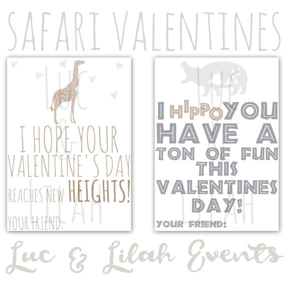 Safari Animal Printable Boy Valentine's Day Cards / Valentines Il_570xn