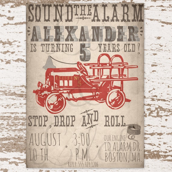 Sound the Alarm - Fire Truck Party / Fire Party / Fireman Party Invitation Il_570xn