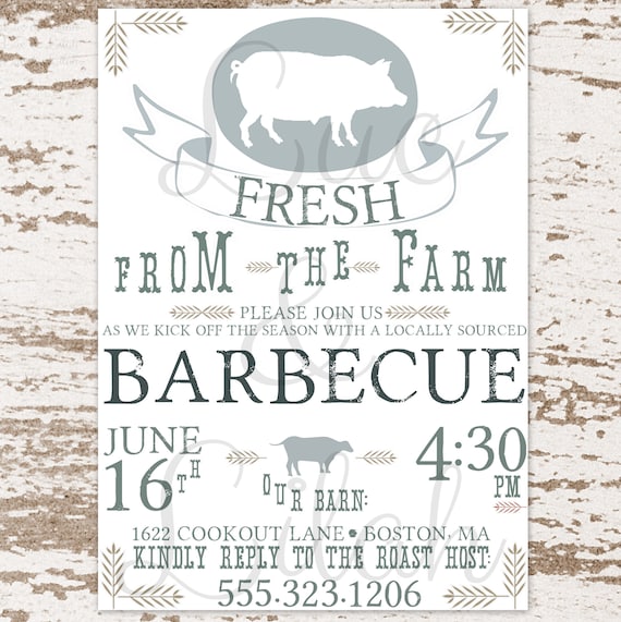 Farm Fresh: Farm Party Invitation / Barnyard Party Invitation - Farmer Party Il_570xn