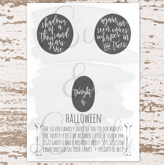 Boo! Ghost Halloween Party Invitation / Black and White Halloween Invitation Il_570xn