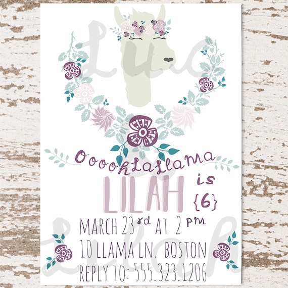 Llovely Llama Invitation / Llama Party Invitation / Ooh La Llama Invitation / Llama Invitation / Girly Llama Invitation Il_570xn