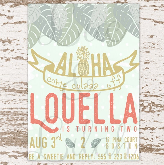 Aloha Pineapple / Pineapple Party Invitation / Tropical Invitation Il_570xn