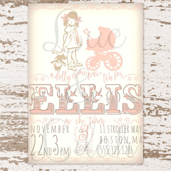 Dolly and Me Par-tea Invitation / Dolly and Me Party Invitation / Tea Party Invitation Il_570xn