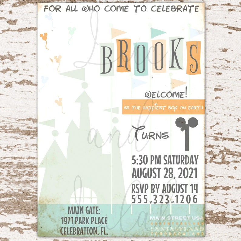 Boys Disneyland Party Invitation / Vintage Disneyland Invitation ...