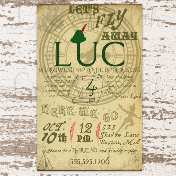 Peter Pan in Neverland - Peter Pan Party Invitation Il_570xn