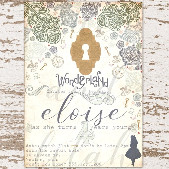 Unlock Wonderland! Alice in Wonderland Invitation / Wonderland Invitation / Down the Rabbit Hole Invitation / Wonderland Party / Disney Il_570xn