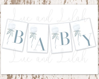 Oh Boy Baby Shower Banner / Baby Boy Banner / Baby Boy Nursery Printables / Boy Banner / Watercolor Baby Shower Banner / Oh Boy Printable