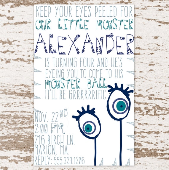 Monster Eye Ball - Monster Party Invitation / Monster Bash Il_570xn