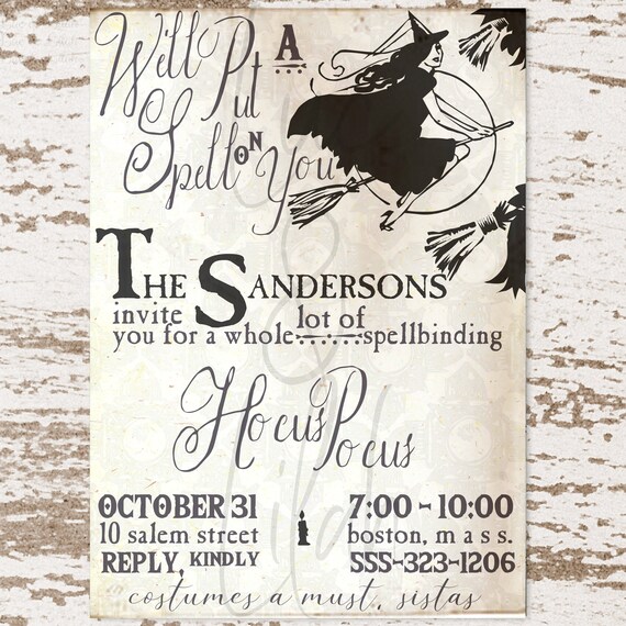 Hocus Pocus Invitation / Witch Invitation / Hocus Pocus Printable / Hocus Pocus Party / Witch Party Printable / Halloween Party Invitation Il_570xn