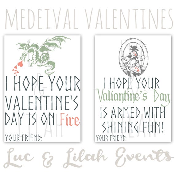 Medieval Valentine's Day Cards / Knight Valentines / Dragon Valentines / Medieval Valentines Il_570xn