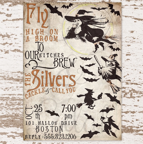 It's Halloween, Witches! Witch Invitation / Witch Halloween Invitation / Costume Party Invitation Il_570xn