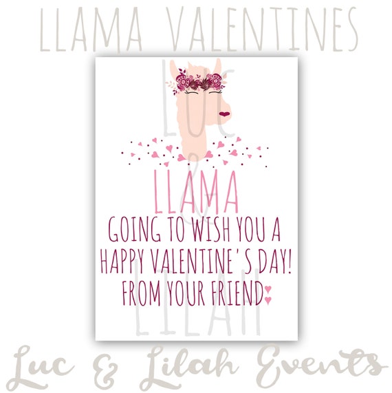 Llama Valentines / Llama Valentine Cards / Girly Llama Valentine's Day Cards / Pretty Llama / Llama Valentine's Day Cards / Alpaca Valentine Il_570xn