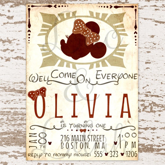 Minnie Mouse Portrait Invitation / Minnie Mouse Party Invitation Il_570xn