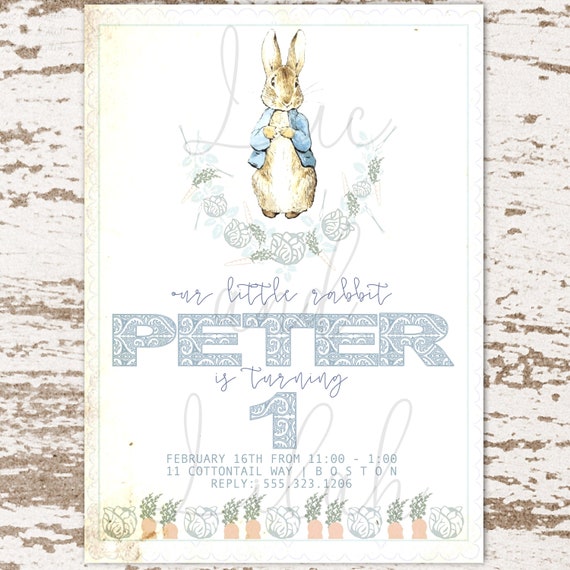 Vintage Peter Rabbit Invitation / Classic Peter Rabbit Invitation / Peter Rabbit Invitation / Petter Cottontail Invitation / Somebunny Il_570xn