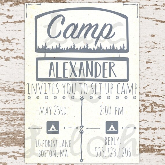Camping Themed Invitation / Camping Invitation / Boys Campsite Invitation / Campsite Invitation / Campground Invitation / Camping Party Il_570xn