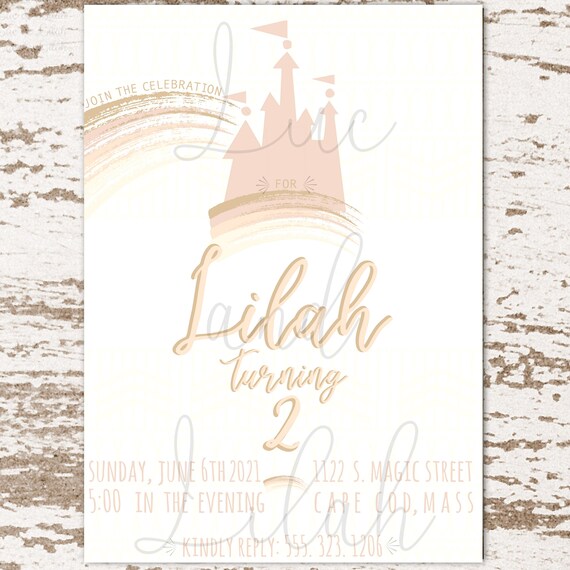 Boho Disney Invitation / Disneyland Invitation / Disney Castle Invitation / Boho Disney / Rose Gold Disney Invitation / Boho Princess Invite Il_570xn