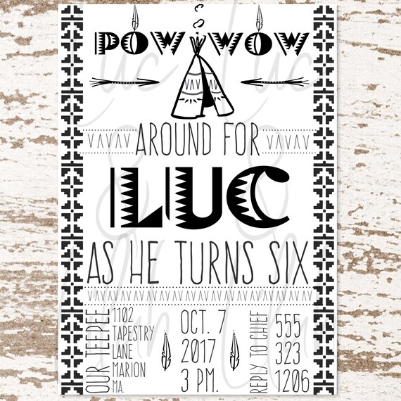 Boys Aztec Tribal Pow Wow Party Invitation Il_570xn