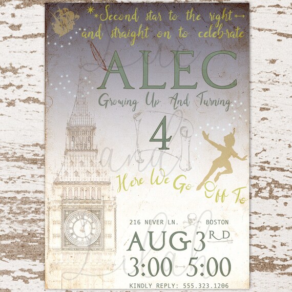 Peter Pan In Neverland Invitation / Peter Pan Party / Neverland Invitation / Disney Invitation / Vintage Peter Pan Invitation / Disney Party Il_570xn