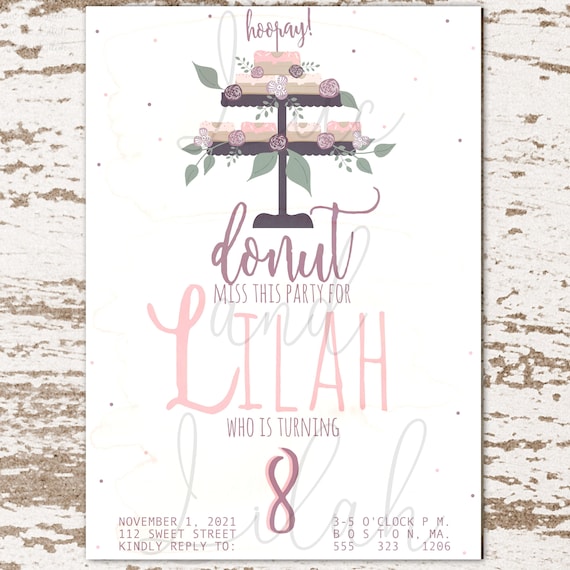 Floral Donut Invitation / Donut Party Invitation / Donut Party / Donut Baby Shower Invitation / Donut Bridal Shower Invitation Il_570xn