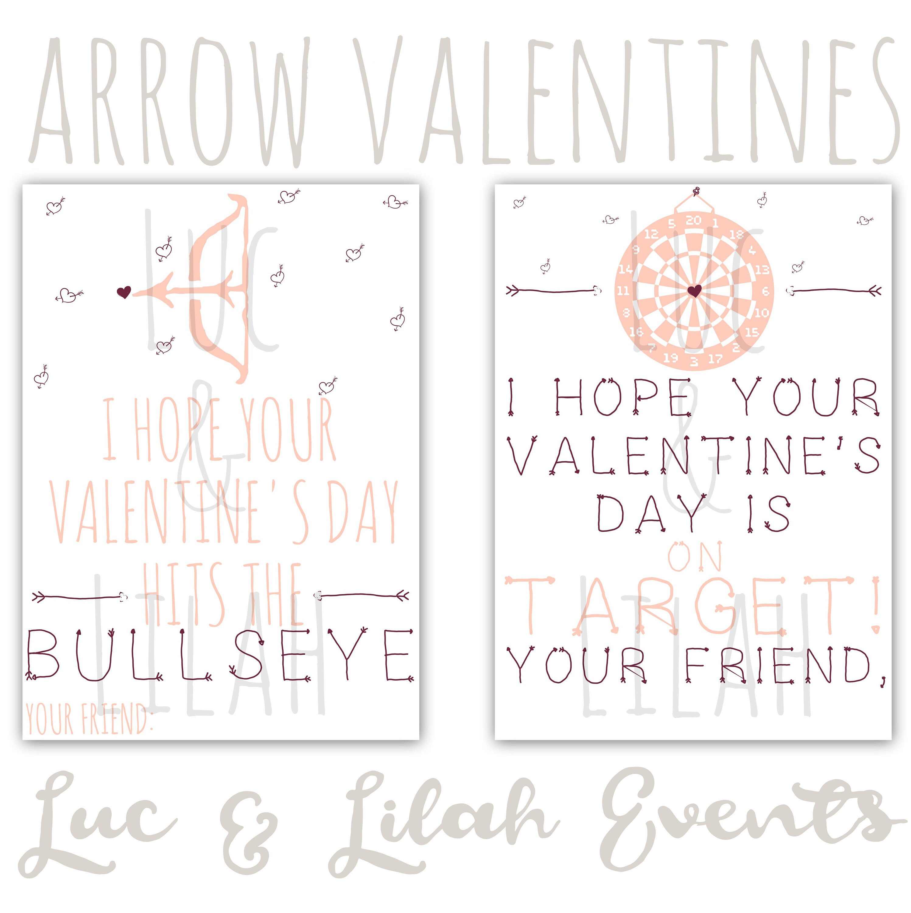 Arrow Valentine's Day Cards / Archery Valentine's Day Etsy