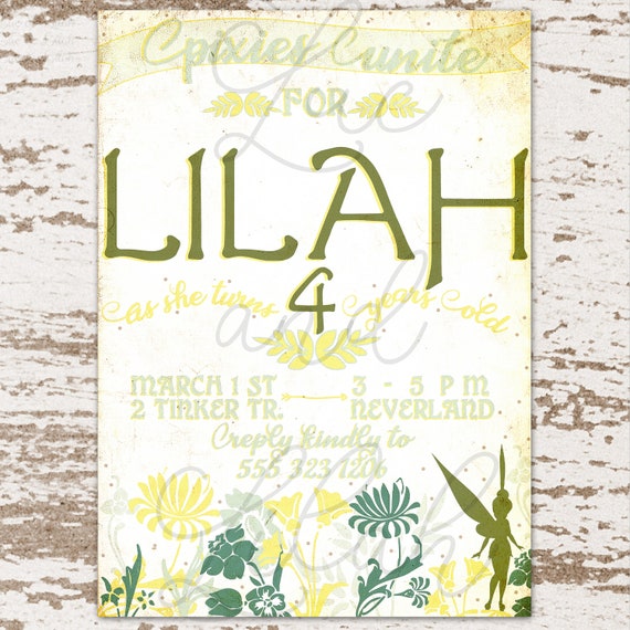 Pixie Party: Tinkerbell Party Invitation / Never Land Party Invitation / Peter Pan Party Invitation Il_570xn