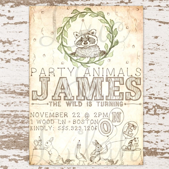 Party Animals Gather / Wild One / Woodland Invitation Il_570xn