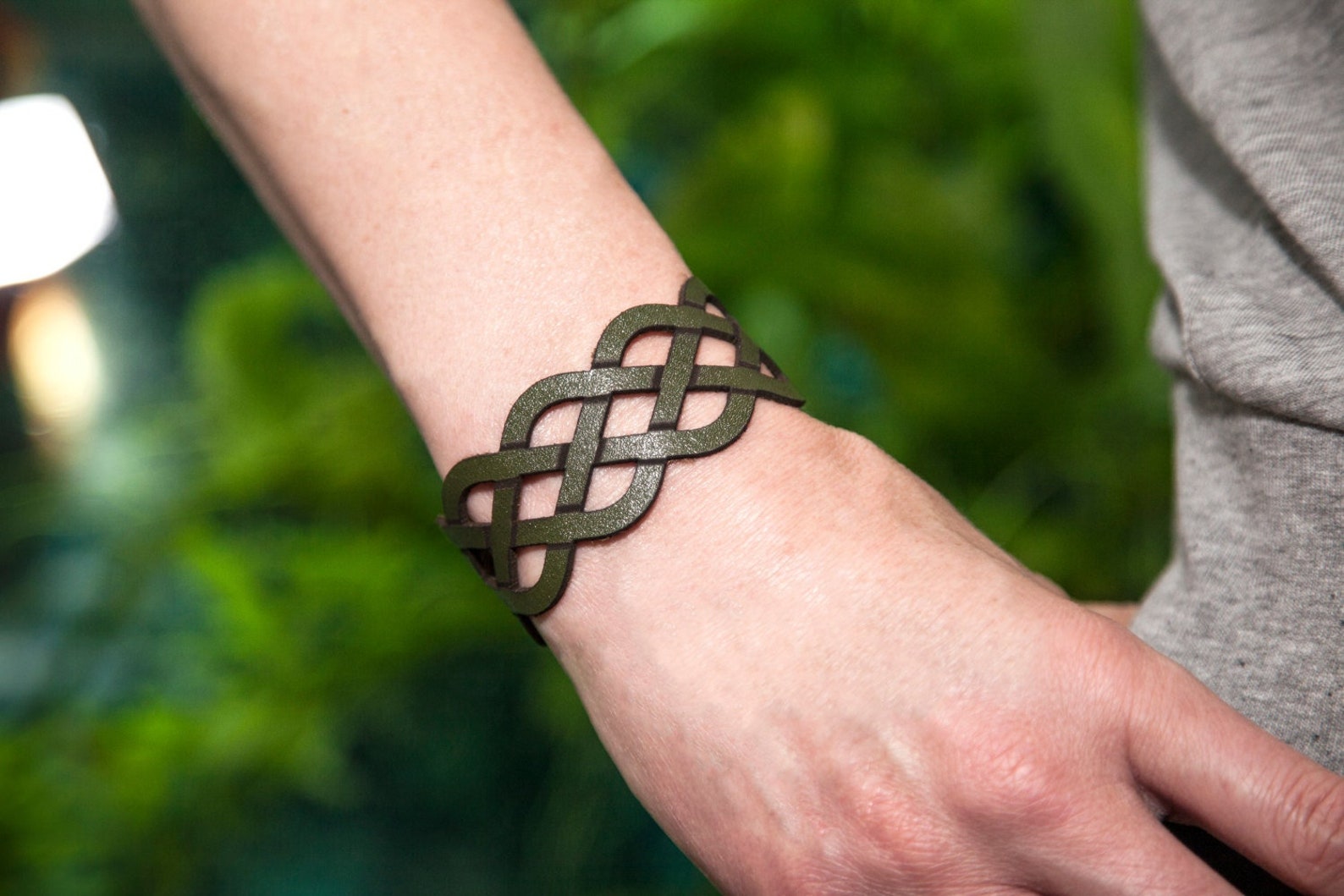 Celtic Knot Bracelet, Celtic Weave Bracelet, Celtic Leather Cuff, Laser