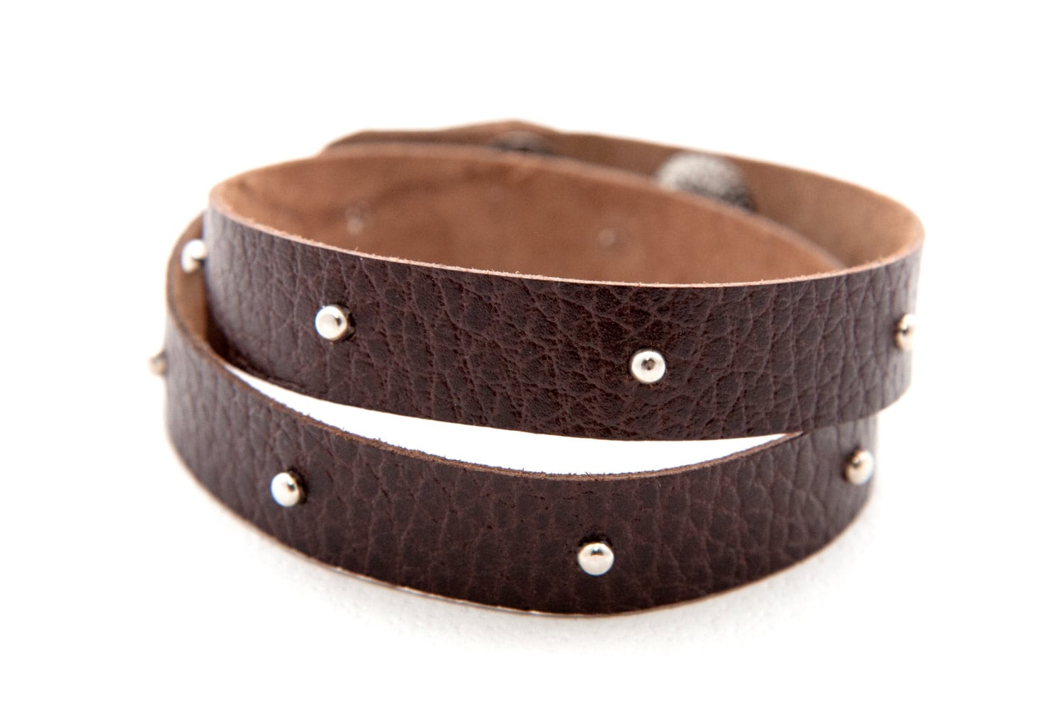 Double Wrap Leather Bracelet With Silver Studs. Unisex Leather Etsy