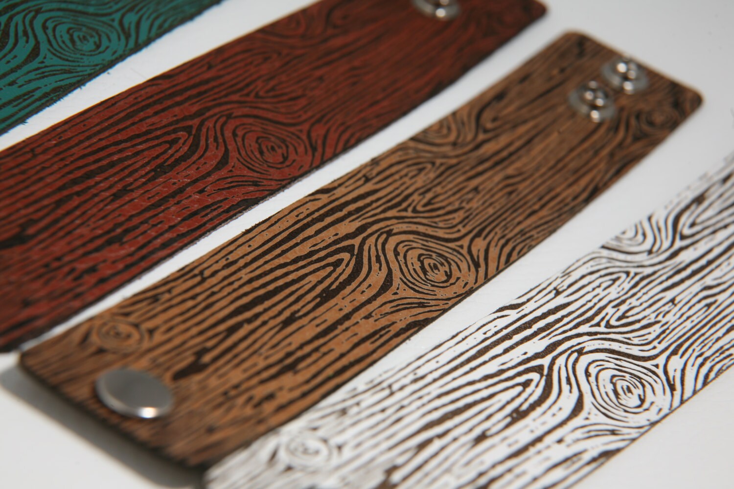 Wood grain leather cuff Etsy