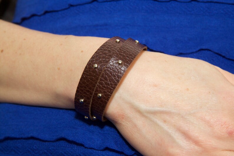 Double Wrap Leather Bracelet With Silver Studs. Unisex Leather Etsy