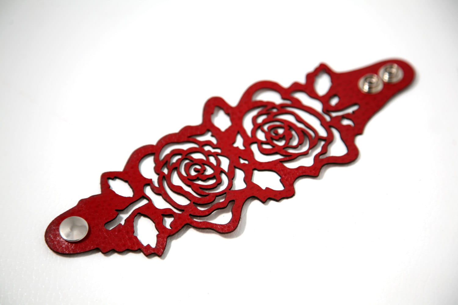 Laser cut shop leather bracelet