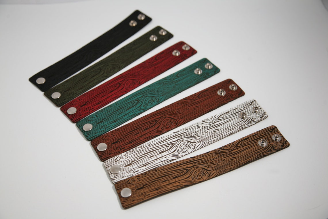 Wood Grain Leather Cuff Etsy