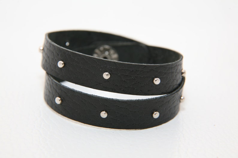 Double Wrap Leather Bracelet With Silver Studs. Unisex Leather Etsy