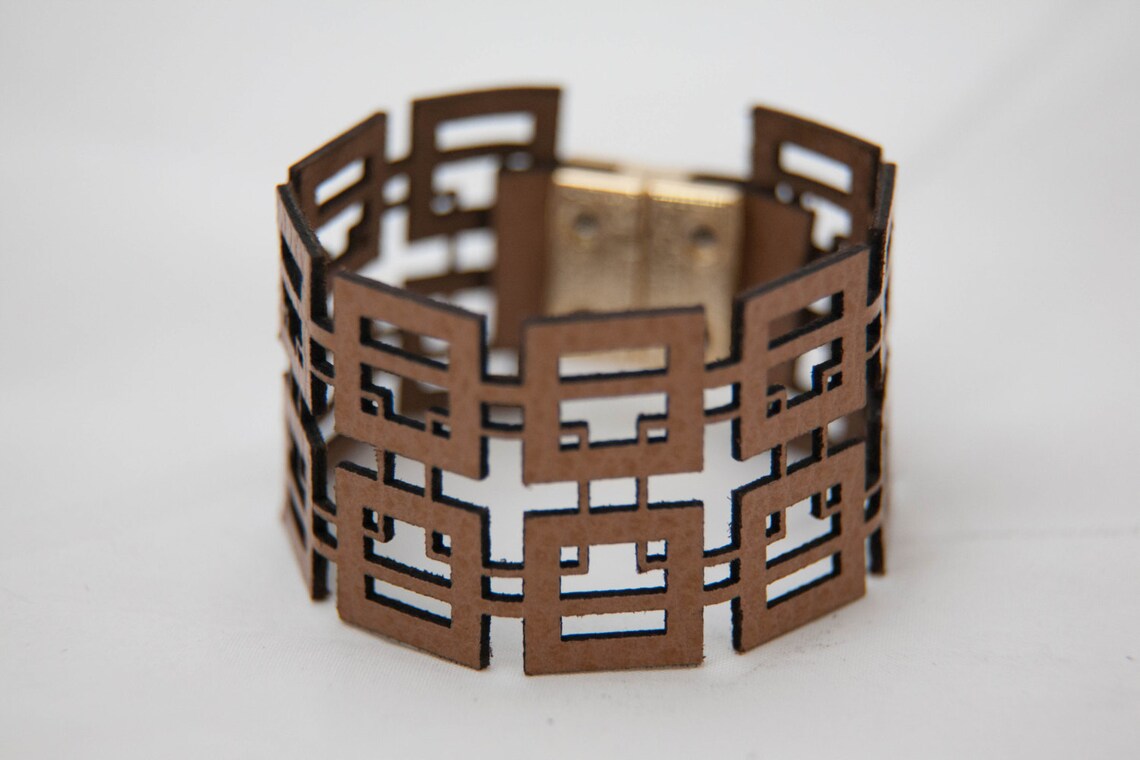 Geometric laser cut leather bracelet with locking clasp Etsy