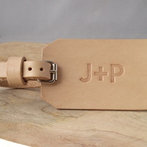 Personalized Monogram Leather Luggage Tag A Great Wedding Gift, Anniversary Gift or Groomsman Gift image 1