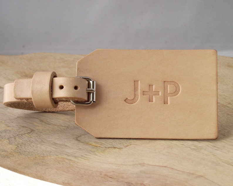 Personalized Monogram Leather Luggage Tag A Great Wedding Gift, Anniversary Gift or Groomsman Gift image 1