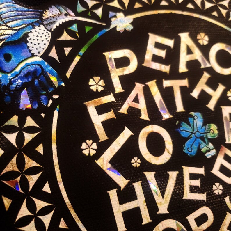 Extra-Large Heavy Canvas Tote Bags with Hook Extra Large Tote Bag Faith Tote Bag Hope Love Hummingbird