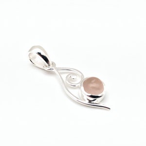 Rose Quartz Pendant // Silver Rose Quartz Pendant // Silver Swirl Setting