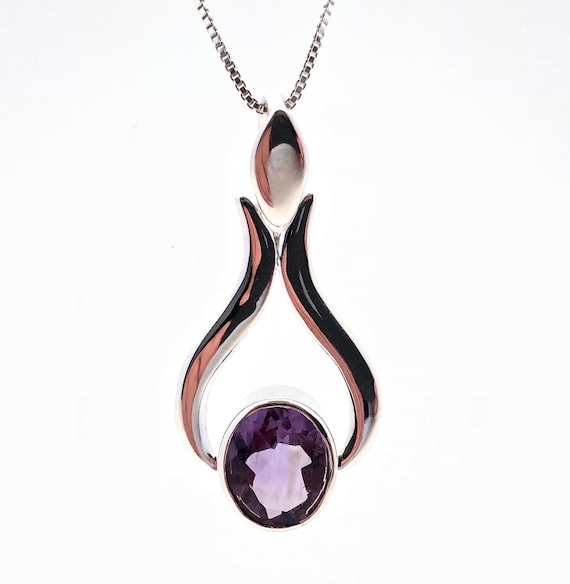 Amethyst Pendant // Purple Amethyst Pendant // 925 Sterling Silver