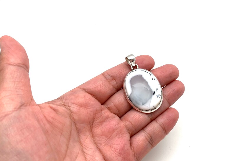 Dendritic Opal Silver Pendant Dendrite Opal Silver Pendant Oval Dendrite Opal Smooth Dendrite Picture Dendrite Agate Dendrite 925