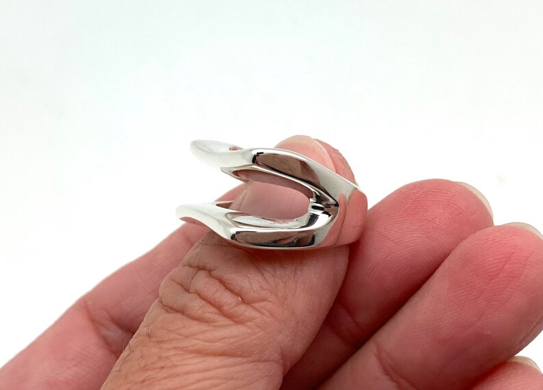 Modern Geometric Silver Ring 6, 7, 8, 9 / Modern Statement / Unisex Ring / 925 Sterling Silver image 5