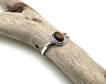 Oval Tiger's Eye 925 Sterling Silver Ring