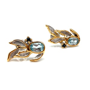 Blue Sapphire Blue Topaz Silver Earrings / Blue Sapphire Gold and Silver Studs / Blue Sapphire Blue Topaz Post / Natural Sapphire / 925