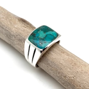 Turquoise Signet Ring 7-12 - Sterling Silver 925 - Turquoise Solid Silver Ring - Turquoise Stone Ring - Turquoise Sterling Ring